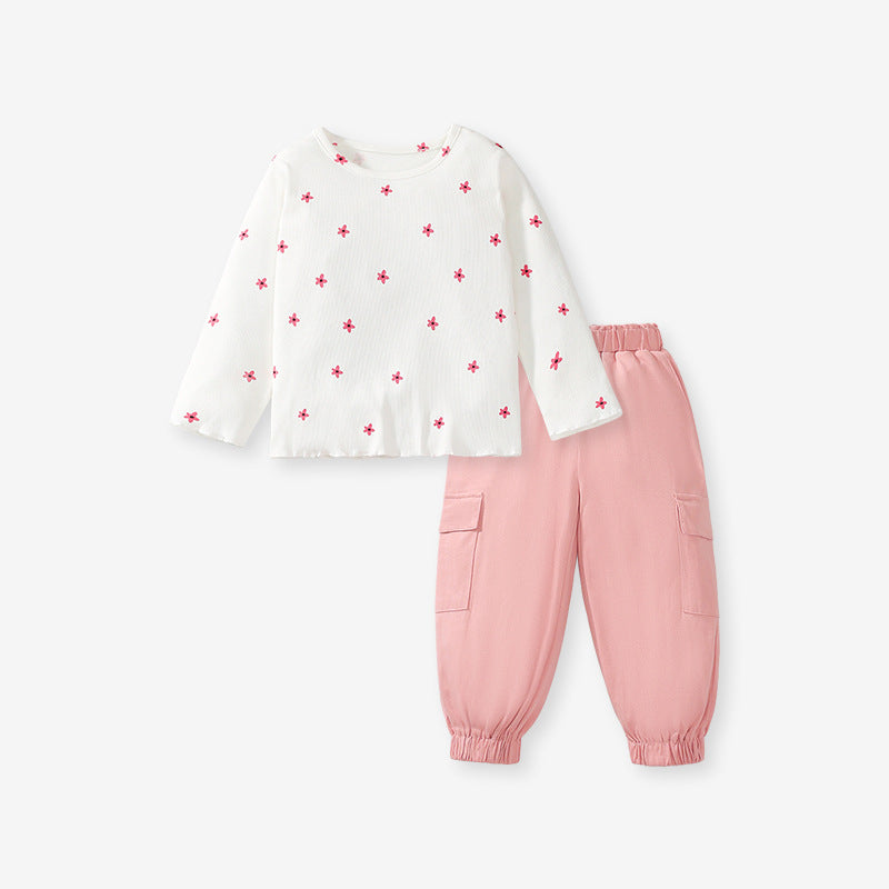 Spring And Autumn Girls Casual Simple Star Print Long Sleeves Top T-Shirt And Pants Clothing Set, MyKids-USA®, Baby & Toddler Outfits, MyKids-USA - - - - - - -