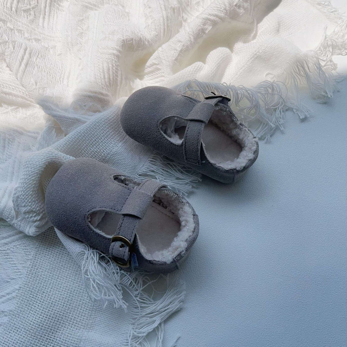 Arrival In Winter Baby Girl Solid Color Plush Warm Anti-Slip Shoes, MyKids-USA®, Shoes, MyKids-USA - Size/Age - insole length 11.00 cm - Color - Grey - - - QQ2310121145-C