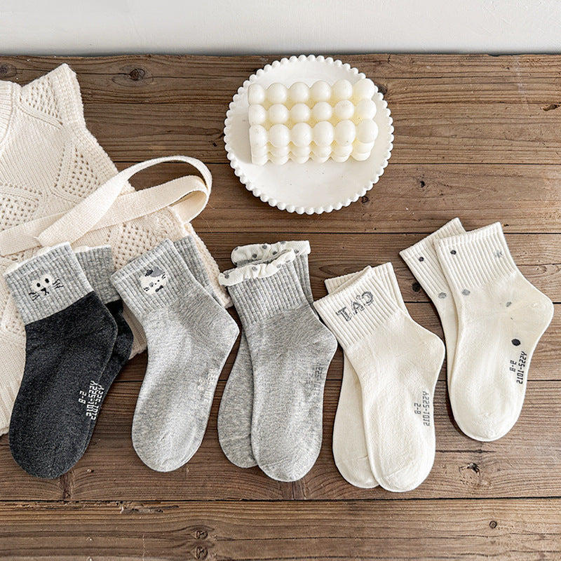 Autumn and Winter Arrival Baby Unisex Breathable Casual Simple Pattern Socks 1 Lot=5-Pair Set, MyKids-USA®, Baby & Toddler Socks & Tights, MyKids-USA - Size/Age - M (3-5Y) - Color - White - - - TR2511172138-G