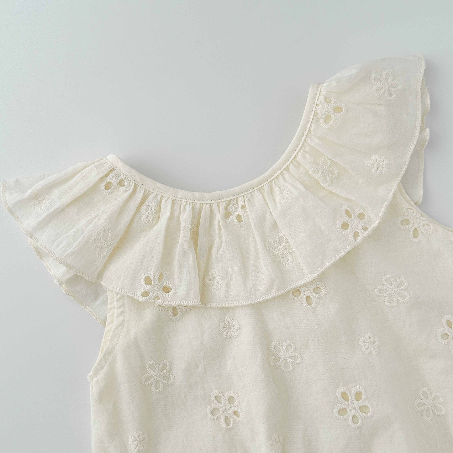 Summer Arrival Baby Girls Cute Solid Color Sleeveless Flowers Pattern Onesies with Collar, MyKids-USA®, Baby One-Pieces, MyKids-USA - - - - - - -