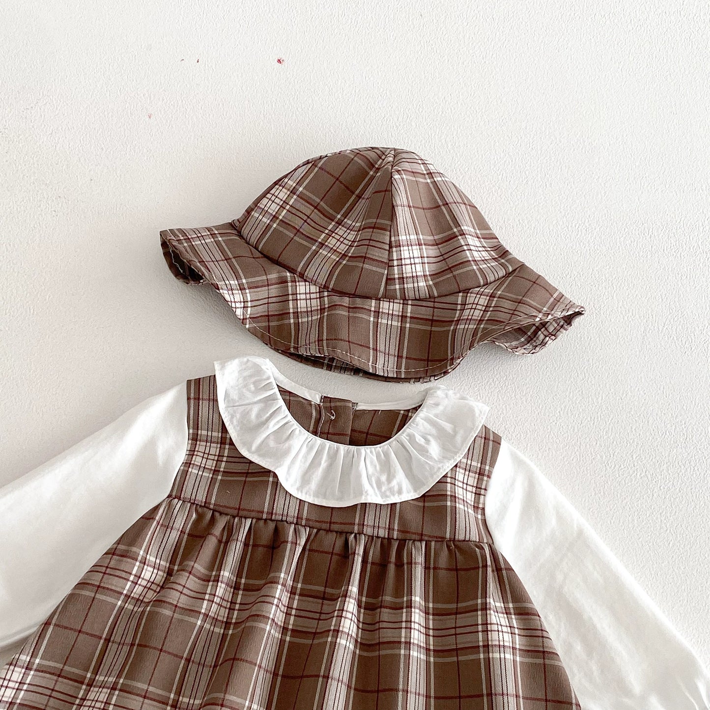 Autumn and Spring Baby Kids Girls Long Sleeves Plaid Onesies Dress and Hat Clothing Set, MyKids-USA®, Baby & Toddler Dresses, MyKids-USA - - - - - - - .
