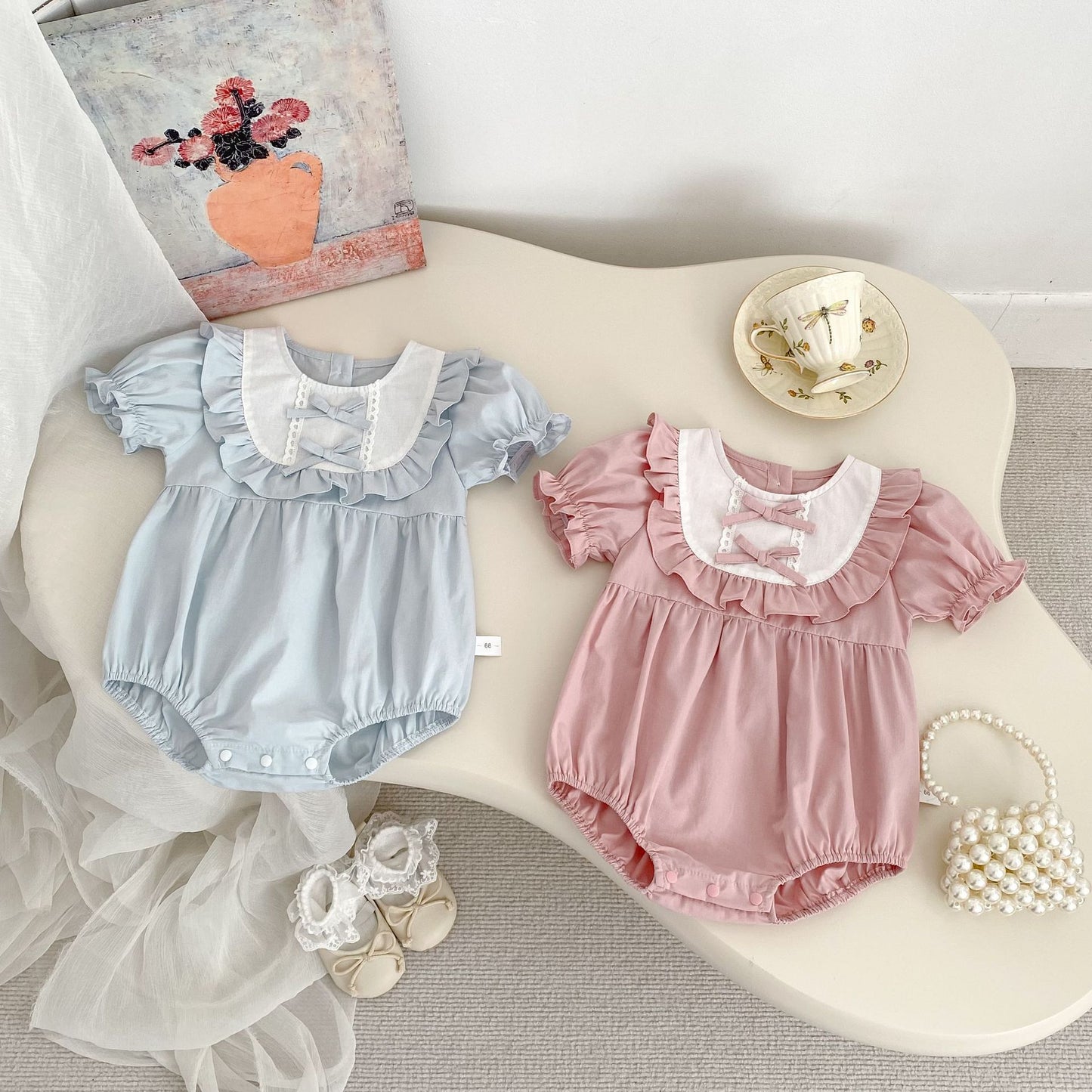 Summer Arrival Baby Girls Cute Short Sleeves Crew Neck Color Patchwork Onesies, MyKids-USA®, Baby One-Pieces, MyKids-USA - - - - - - -