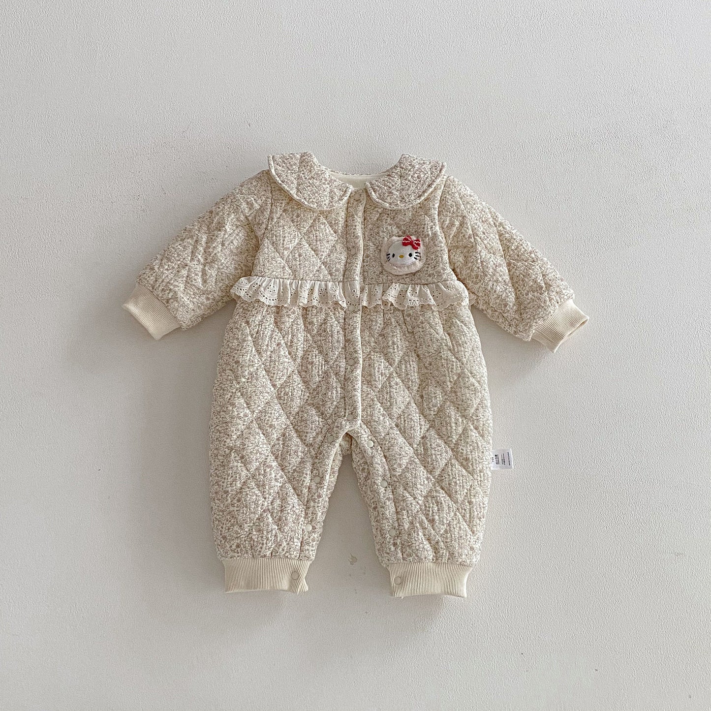 Winter Arrival Baby Girls Long Sleeves Floral and Argyle Pattern Fleece-line Warm Rompers, MyKids-USA®, Baby One-Pieces, MyKids-USA - - - - - - -