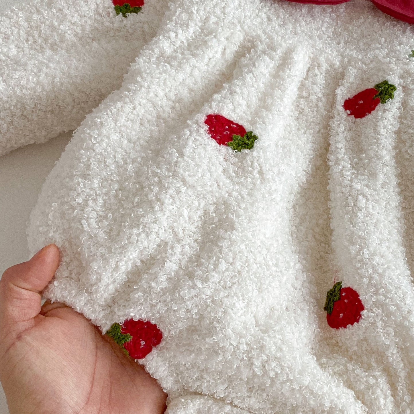 Winter Arrival Baby Girls Long Sleeves Strawberry Pattern Fluffy Warm Onesies, MyKids-USA®, Baby One-Pieces, MyKids-USA - - - - - - -