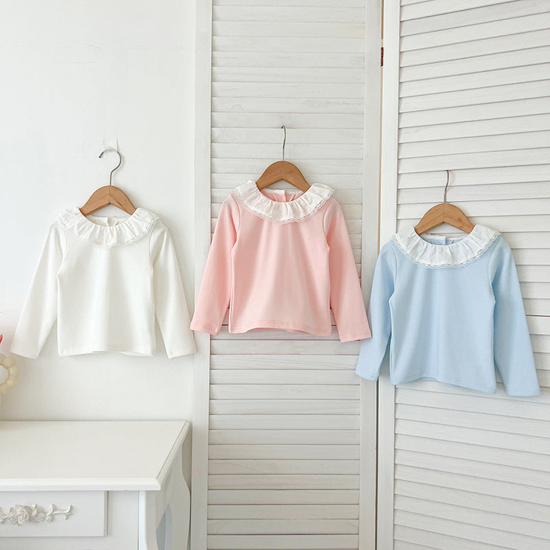 Autumn Arrival Baby Kids Girls Soft Comfortable Simple Long Sleeves Top Base Shirt with Collar, MyKids-USA®, Baby & Toddler Outerwear, MyKids-USA - - - - - - -