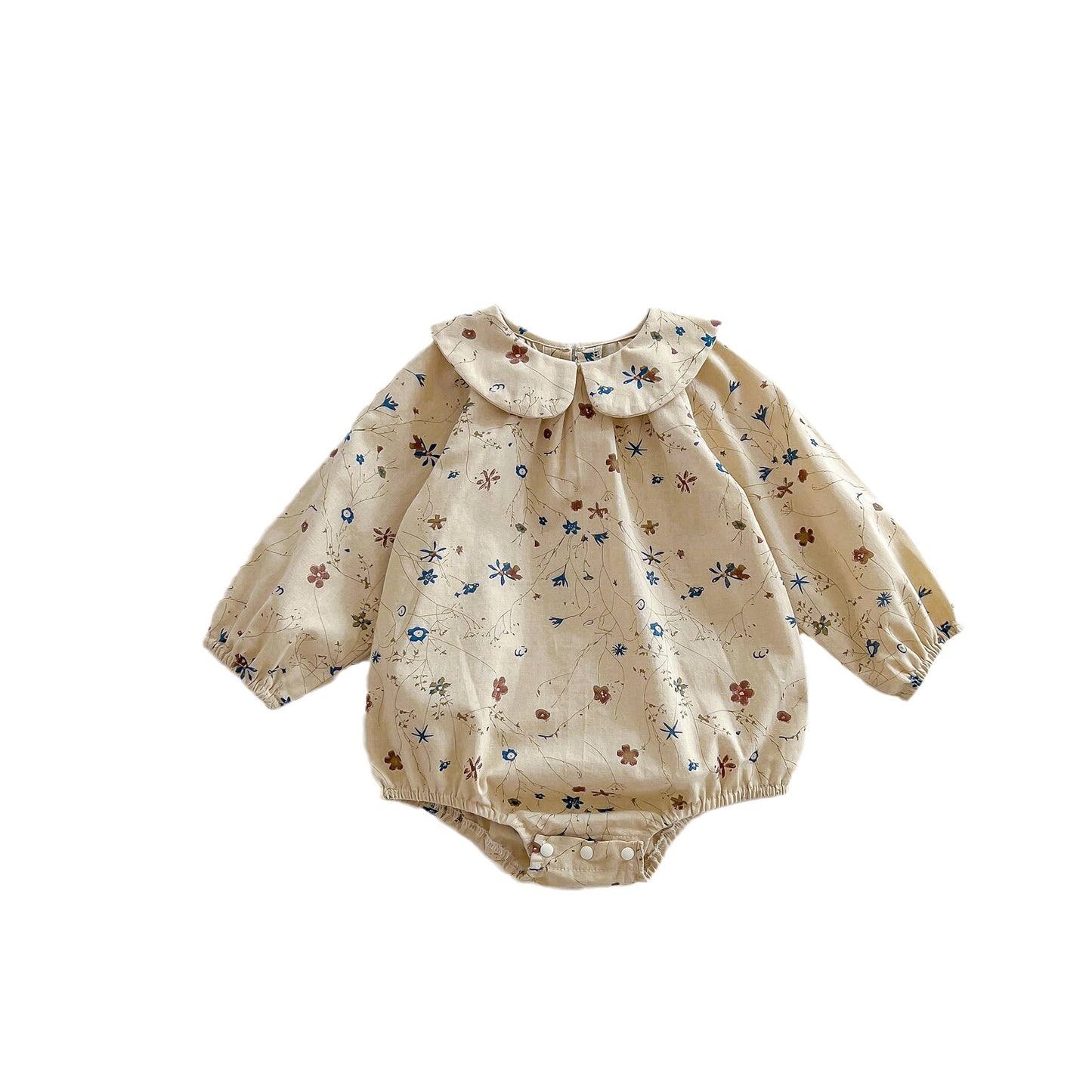 Flower Graphic Long Sleeve Soft Cotton Comfy Onesies, MyKids-USA®, Baby One-Pieces, MyKids-USA - Size/Age - 66 (3-6M) - Color - Brown - - - JM2307242309-B