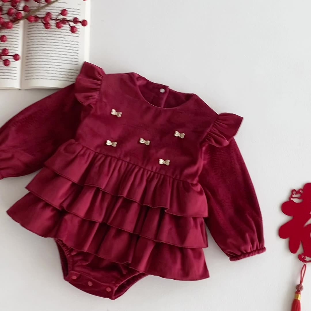 Winter Arrival Baby Girls Long Sleeves Butterfly Pattern Fleece-line Warm Onesies, MyKids-USA®, Bodysuits, MyKids-USA - - - - - - -