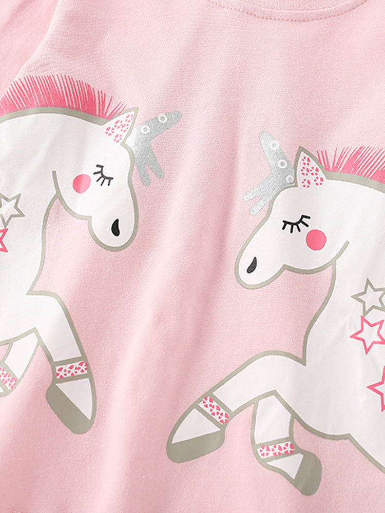 Girls Cartoon Unicorn Printing Design Top And Pattern Pants Set, MyKids-USA®, Baby & Toddler Outfits, MyKids-USA - - - - - - -