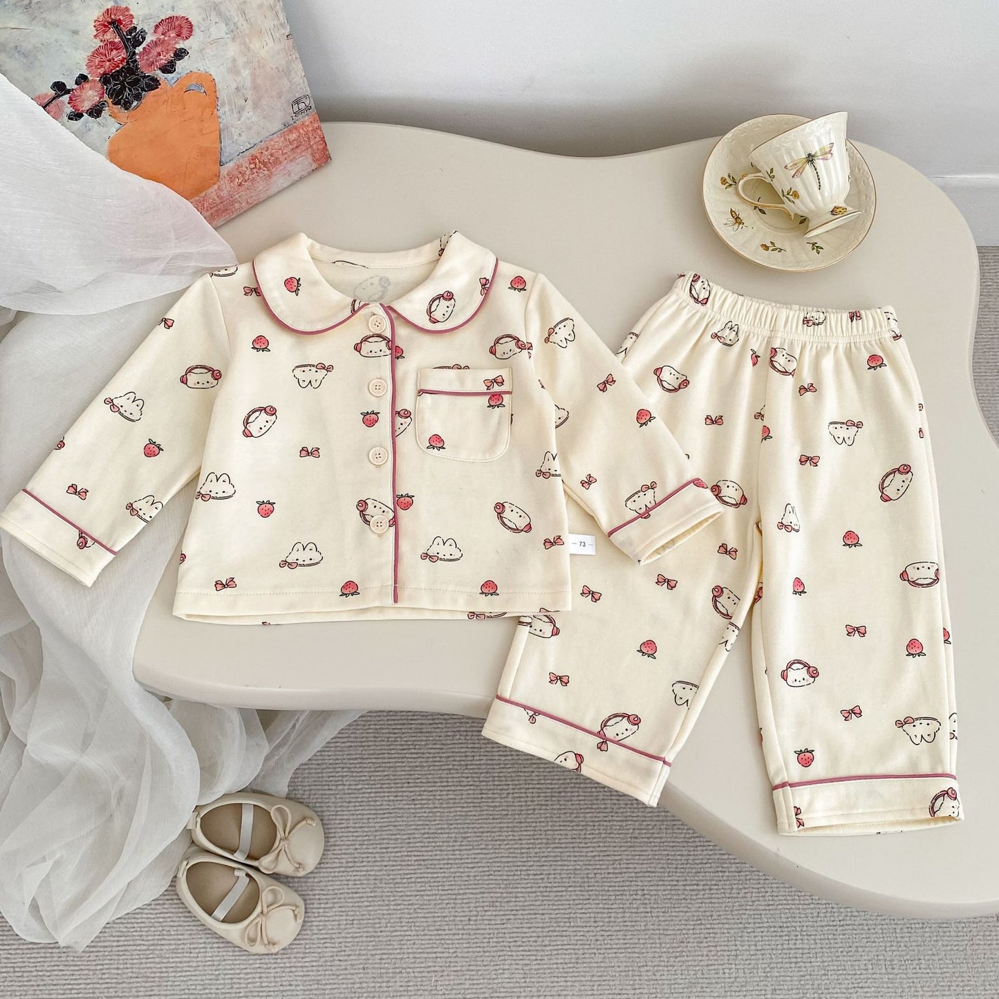 Autumn and Spring Baby Kids Long Sleeves Cute Cartoon Pattern Top and Pants Pajamas Clothing Set, MyKids-USA®, Pajamas, MyKids-USA - Size/Age - 73 (6-9M) - Color - Pink - - - TR2512011802-D