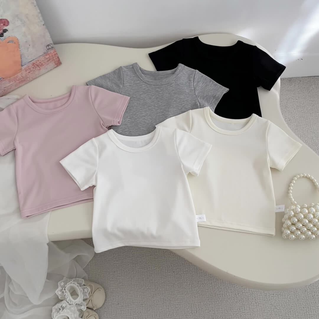 Summer Boys and Girls’ Solid Color T-shirt in European and American Style, MyKids-USA®, T-Shirts, MyKids-USA - - - - - - - .