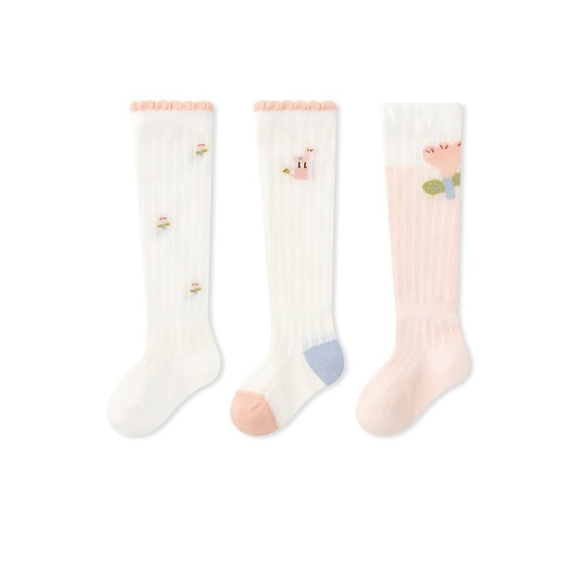 Autumn and Spring Baby Unisex Breathable Cute Cartoon Pattern Stockings 3-Pair Set, MyKids-USA®, Baby & Toddler Socks & Tights, MyKids-USA - Size/Age - XS (0-6M) - Color - White - - - TR2602031139-J.