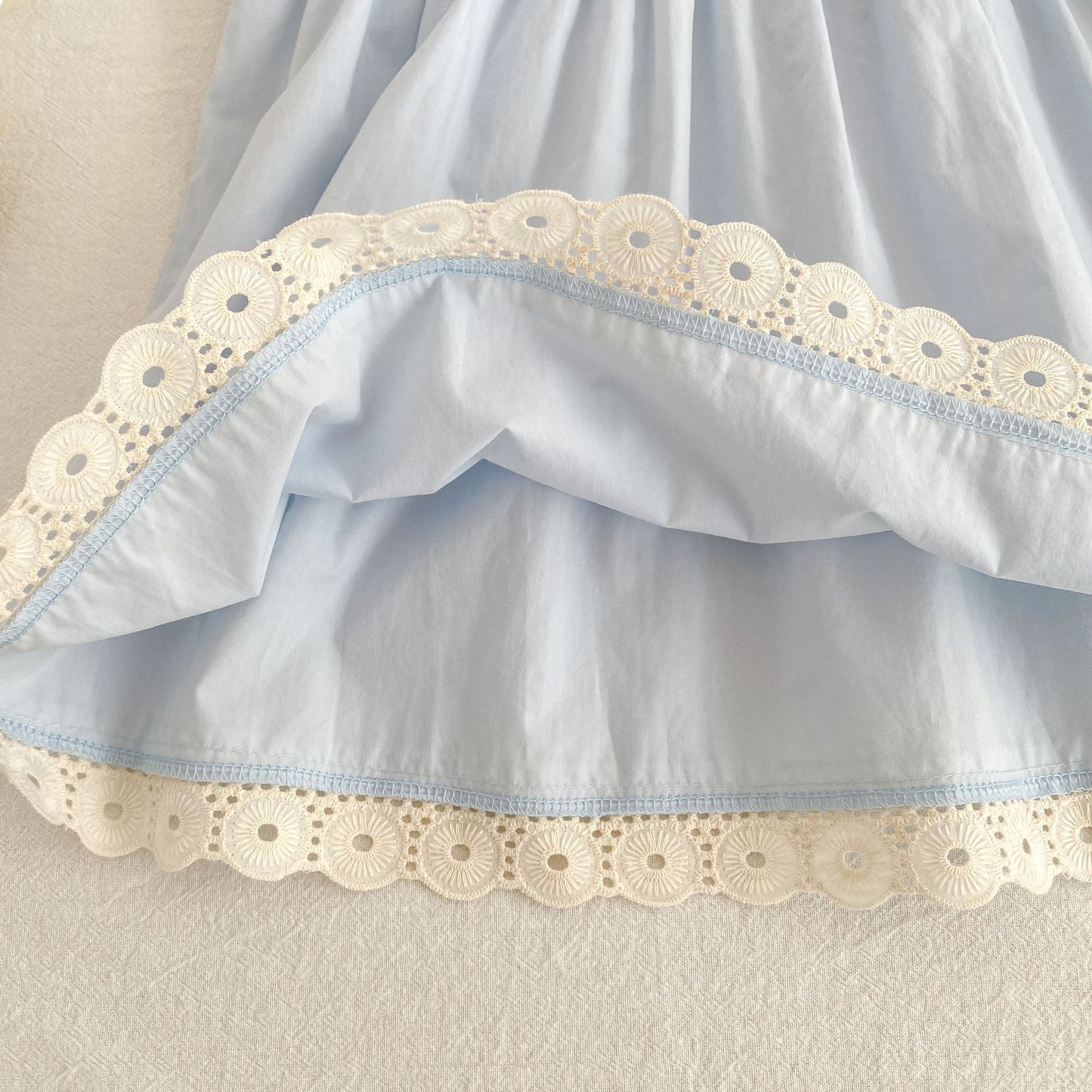 Summer Girls Flowers Pattern Lace Trim Onesies and Dress – Princess Sister Matching Set