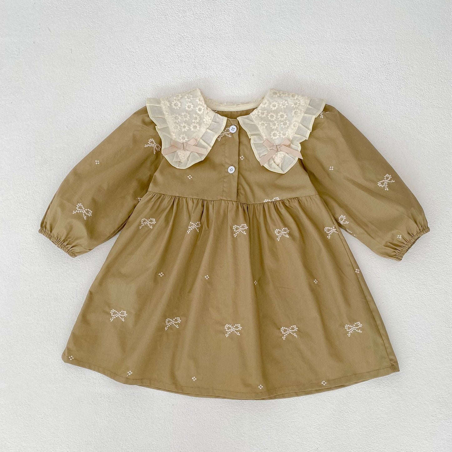 Arrival Spring Baby Kids Girls Long Sleeves Bows Embroidery Pattern Floral Collar Onesies and Dress – Princess Sister Matching Set, MyKids-USA®, Baby & Toddler Outfits, MyKids-USA - Size/Age - 66 (3-6M) - Color - Light Green - - - TR2503052331-H