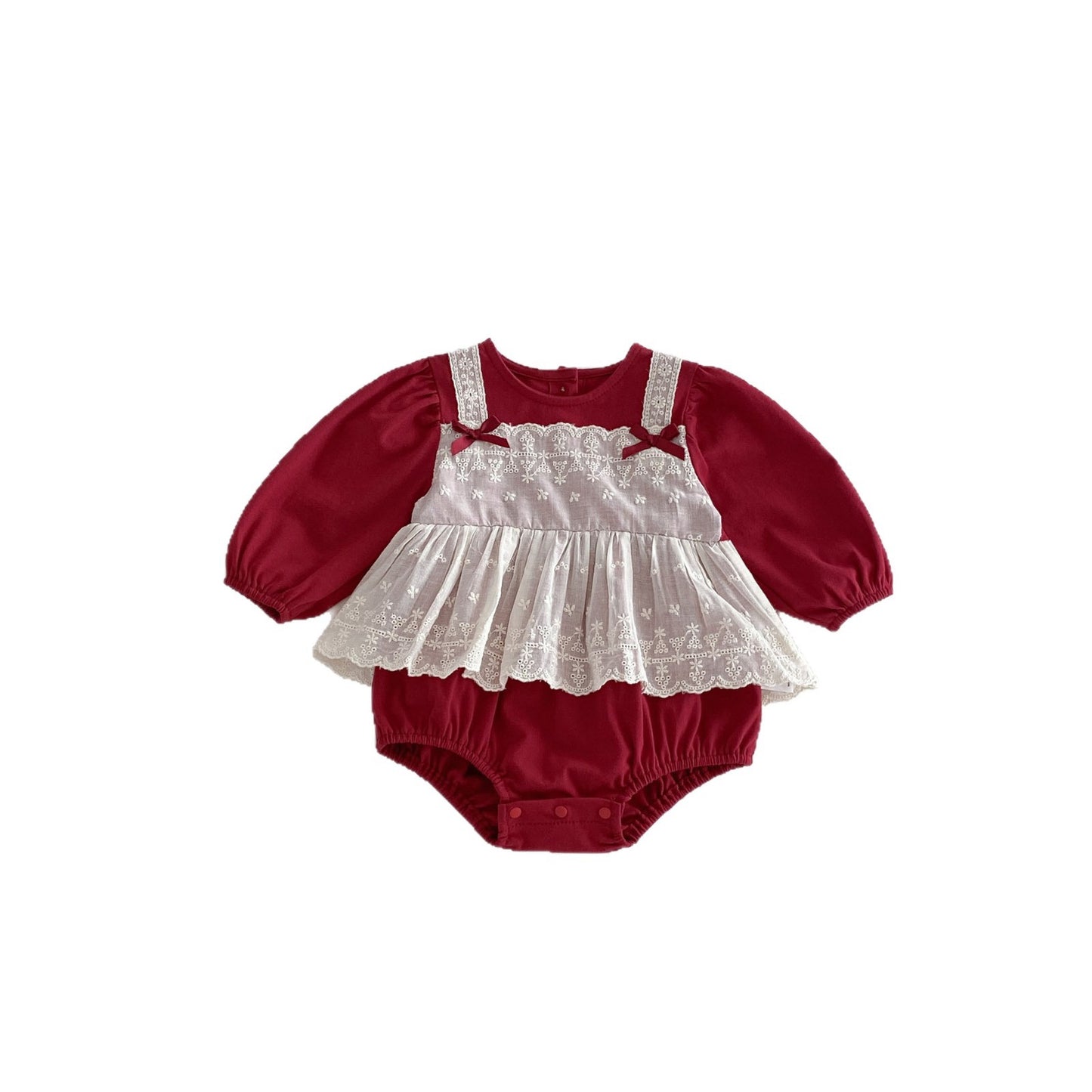 Spring Arrival Baby Girls Long Sleeves Color Patchwork Flowers Embroidered Bodysuit, MyKids-USA®, Baby One-Pieces, MyKids-USA - - - - - - - .