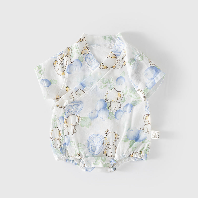 Summer Arrival Baby Unisex Short Sleeves Cute Animals Pattern V Neck Onesies, MyKids-USA®, Baby One-Pieces, MyKids-USA - Size/Age - 59 (0-3M) - Color - Light Blue - - - TR2503141536-D