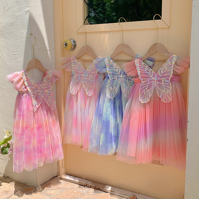 Summer Baby Kids Girls Gradient Fly Sleeves Butterfly Design Mesh Princess Dress, MyKids-USA®, Baby & Toddler Dresses, MyKids-USA - - - - - - -