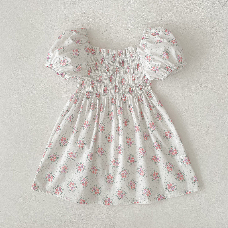 Summer Baby Girls French-style Flowers Pattern Short-sleeved Onesies and Dress – Princess Sister Matching, MyKids-USA®, Baby One-Pieces, MyKids-USA - Size/Age - 66 (3-6M) - Color - Light Pink - - - TR2503312225-C