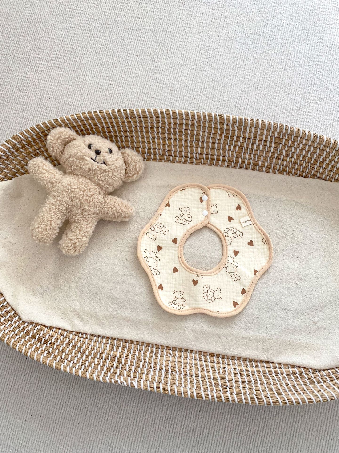 Adorable Cartoon Petal-Shaped Six-Layer Pure Cotton Muslin Bib, MyKids-USA®, Bibs, MyKids-USA - Size/Age - S (0-1Y) - Color - Khaki - - - TR2403081645-C