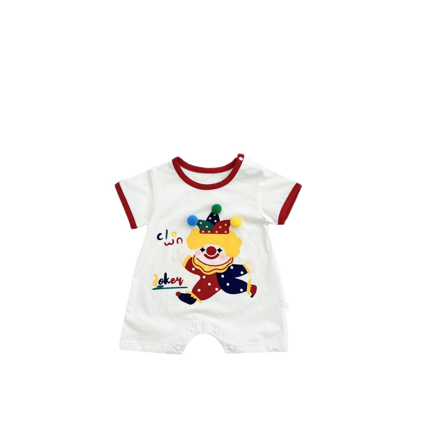 Summer Arrival Baby Unisex Joker Cartoon Pattern Short Sleeves Crew Neck Rompers with Hat, MyKids-USA®, Baby One-Pieces, MyKids-USA - - - - - - -