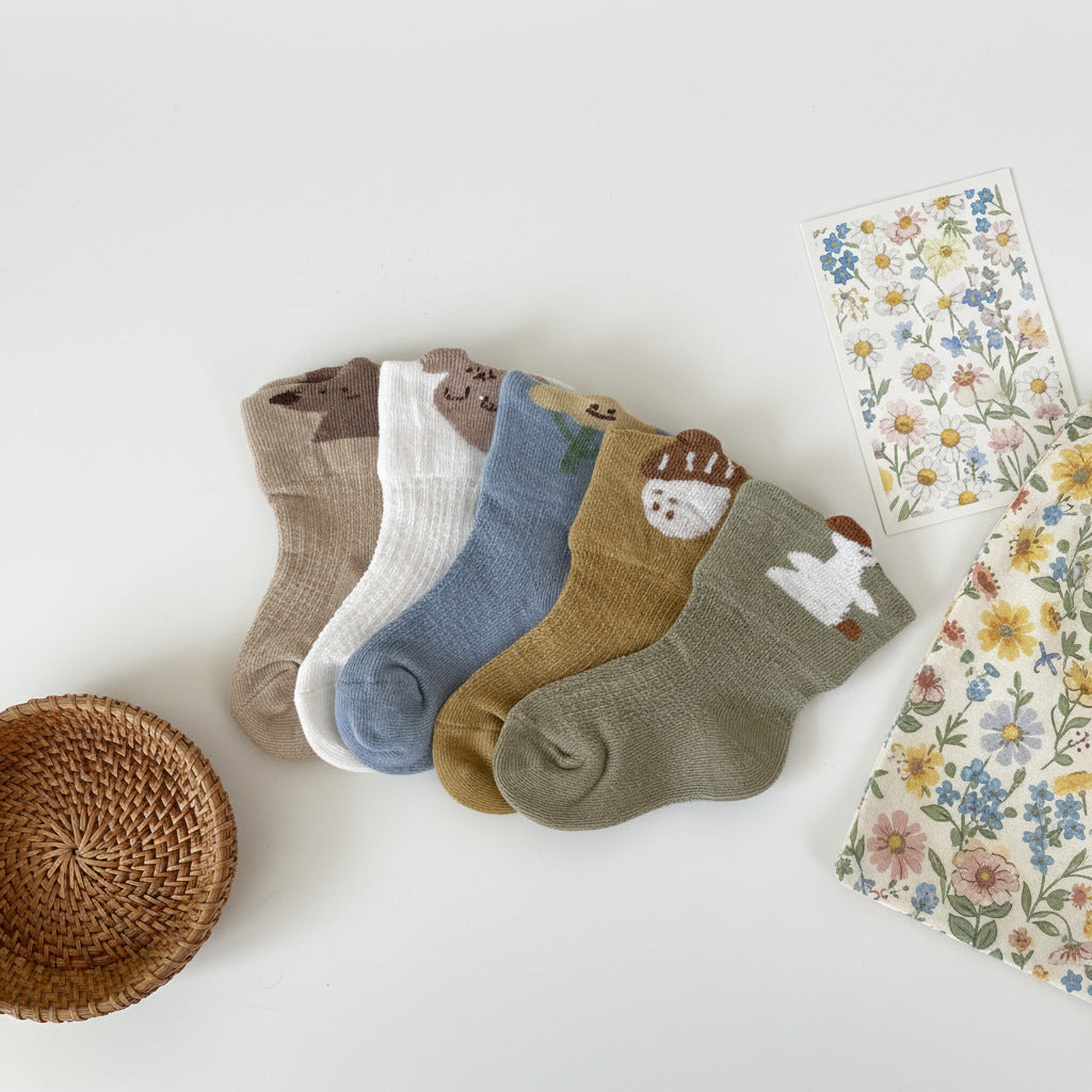 Autumn and Spring Baby Unisex Breathable Simple Animals Pattern Casual Socks