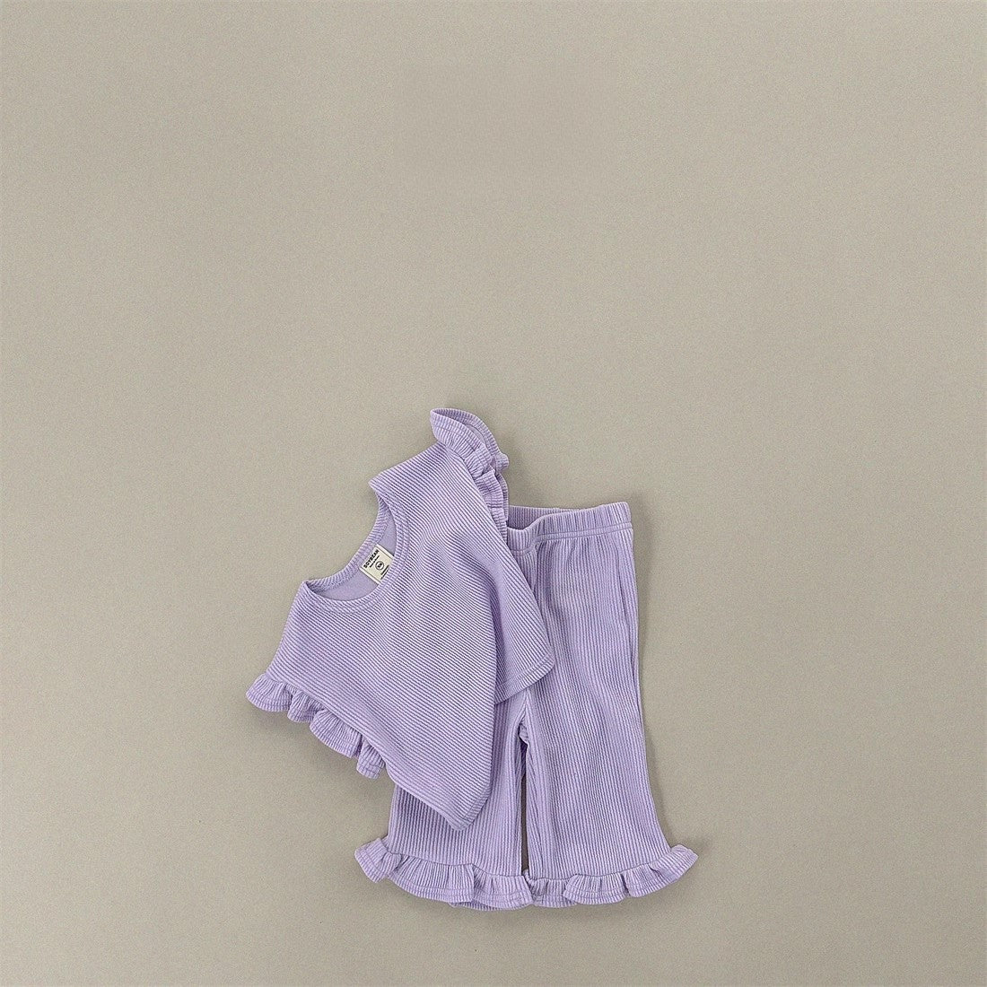 Summer Baby Kids Girls Solid Color Simple Casual Fly Sleeves T-Shirt And Pants Clothing Set, MyKids-USA®, Baby & Toddler Outfits, MyKids-USA - Size/Age - 73 (6-9M) - Color - Purple - - - TR2405161501-C