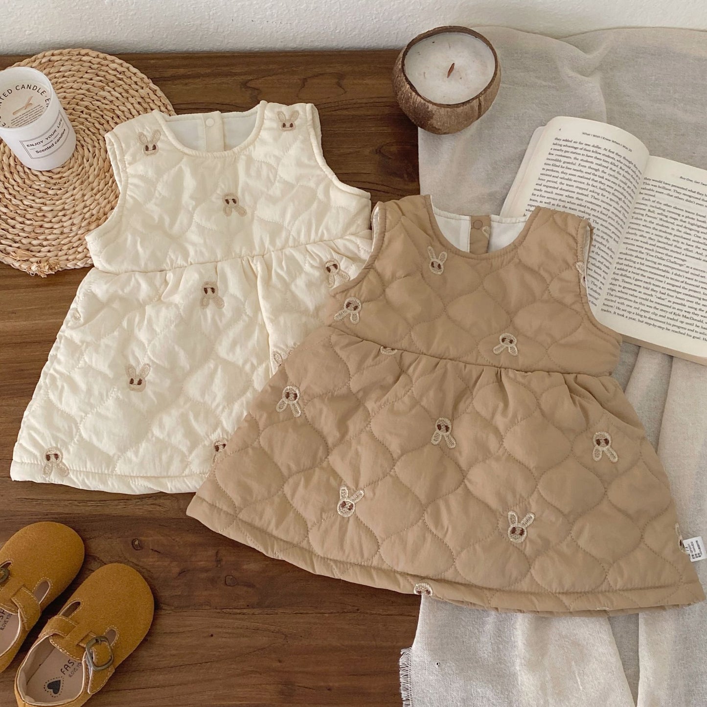 Autumn and Winter Arrival Baby Kids Girls Rabbits Pattern Sleeveless Cotton-Padded Dress, MyKids-USA®, Baby & Toddler Dresses, MyKids-USA - - - - - - -