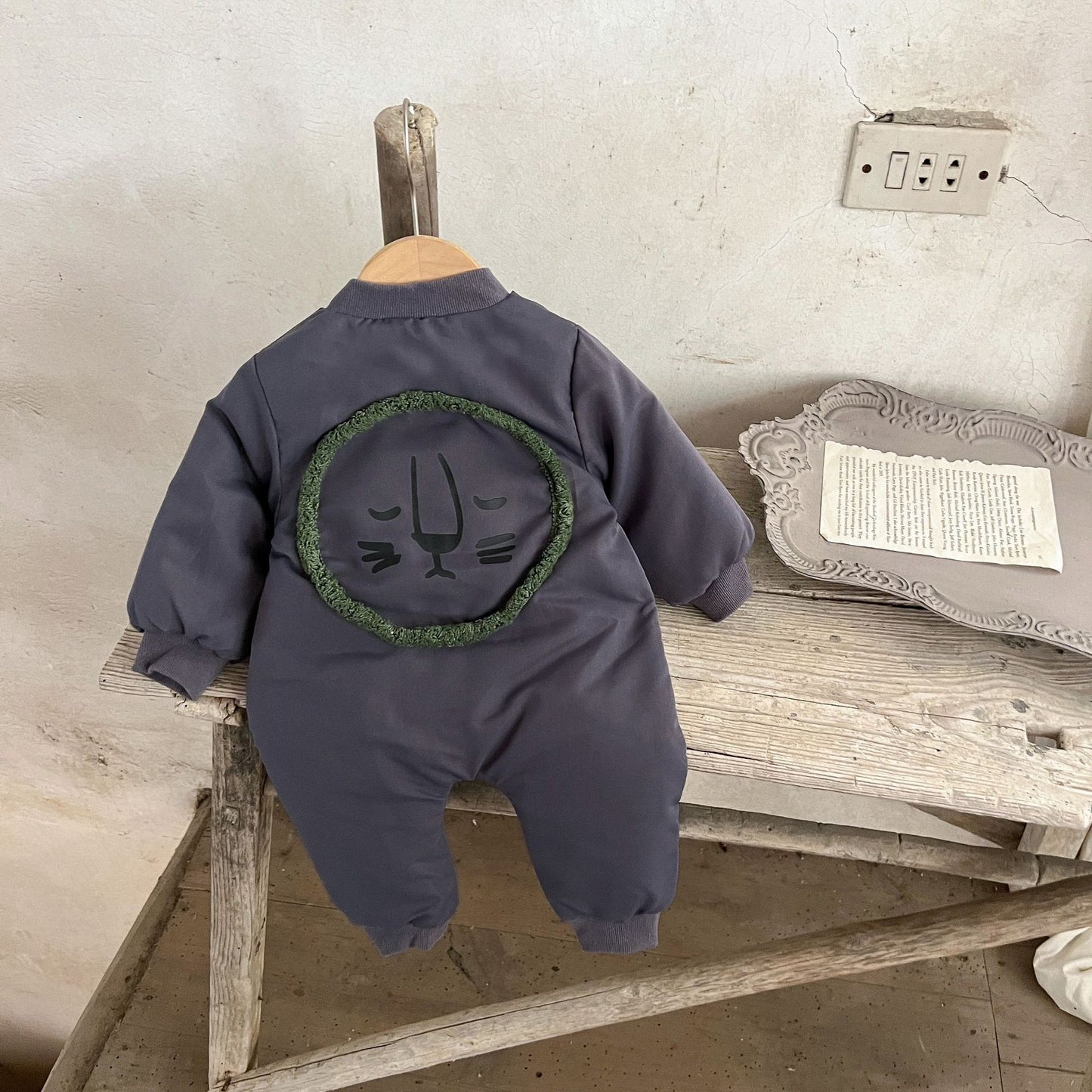 Baby Toddler Boy And Girl Little Lion Back Print Thicken Long Sleeve Jumpsuit, MyKids-USA®, Baby One-Pieces, MyKids-USA - - - - - - -