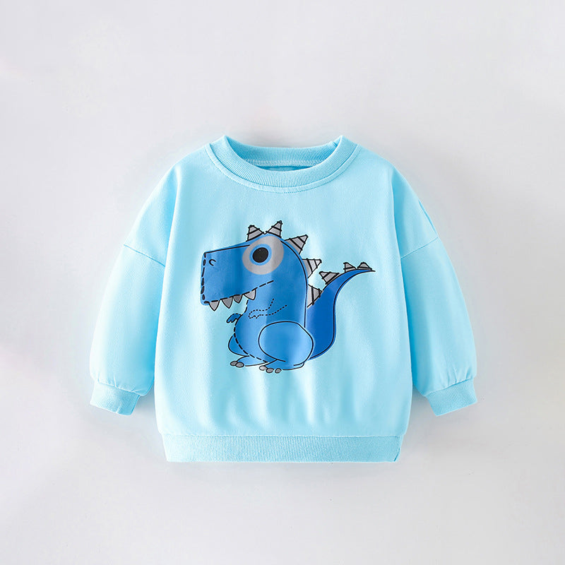 Boys Cartoon Pattern Printing Crew Neck Casual Pullover, MyKids-USA®, Baby & Toddler Outerwear, MyKids-USA - Size/Age - 90 (12-24M) - Color - Light Blue - - - TR2311141042-E