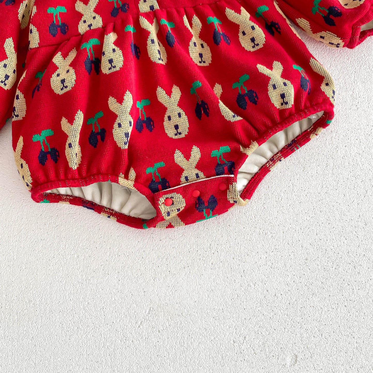 Newborn Baby Girls Rabbits And Fruits Pattern Knitted Crew Neck Long Sleeves Onesie, MyKids-USA®, Baby One-Pieces, MyKids-USA - - - - - - -