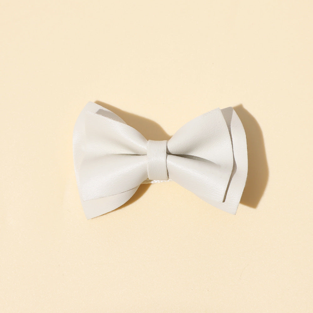 Girls Plain Solid Color Bow Tie Hair Clips Handmade Cloth Accessory, MyKids-USA®, Hair Pins, Claws & Clips, MyKids-USA - Size/Age - Average Size (0-8Y) - Color - White - - - TR2404201400-E