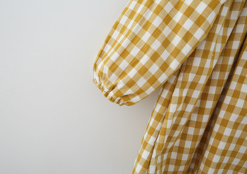 Check Plaid Doll Collar Design Bear Cartoon Embroidery Thick Preppy Dress, MyKids-USA®, Baby & Toddler Dresses, MyKids-USA - - - - - - -