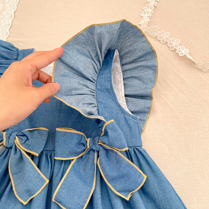 Summer Girls Simple Denim Crew Neck Onesies and Dress – Princess Sister Matching Set, MyKids-USA®, Baby & Toddler Outfits, MyKids-USA - - - - - - - .