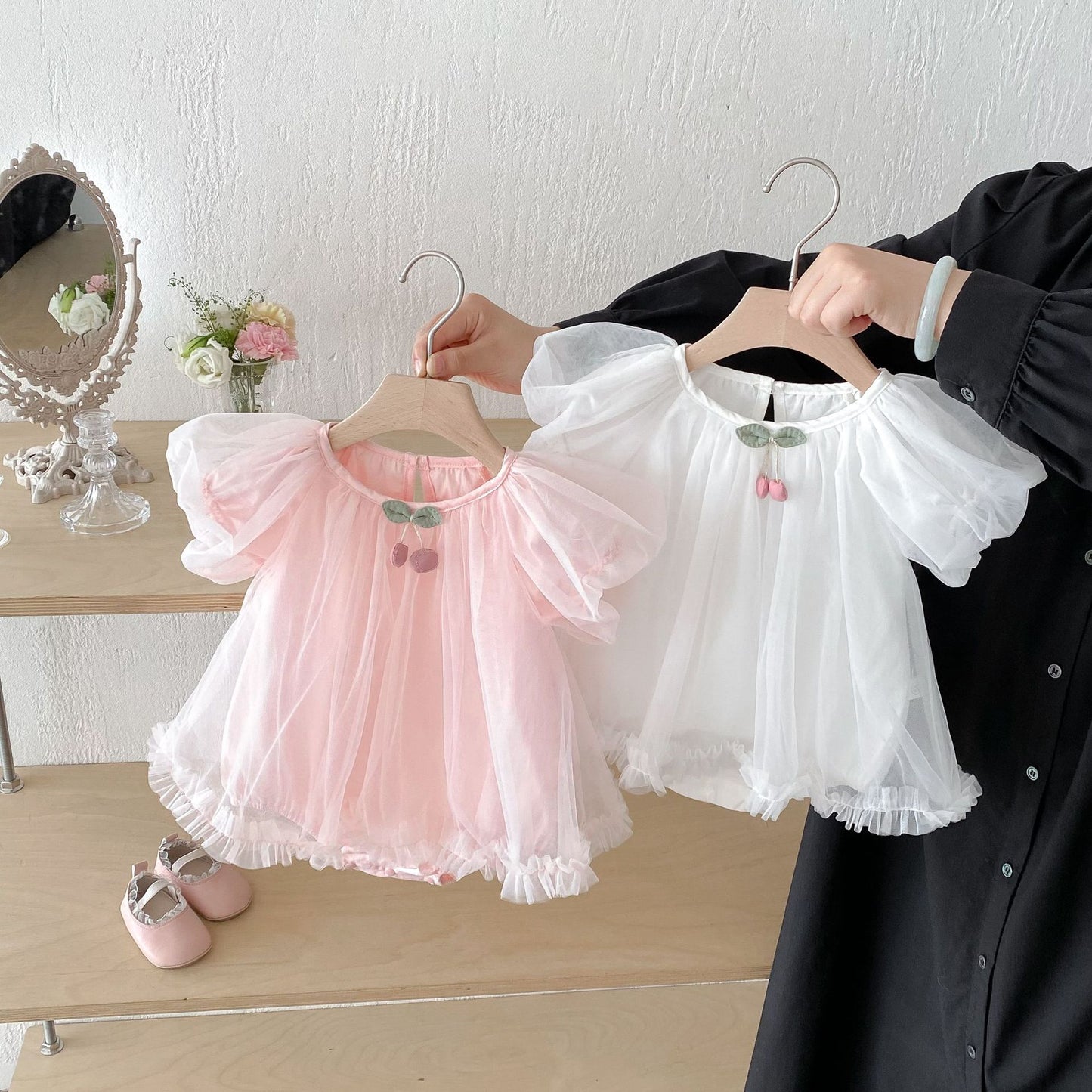 Summer Arrival Baby Girls Cute Short Sleeves Solid Color Tulle Design Onesies, MyKids-USA®, Baby One-Pieces, MyKids-USA - - - - - - -