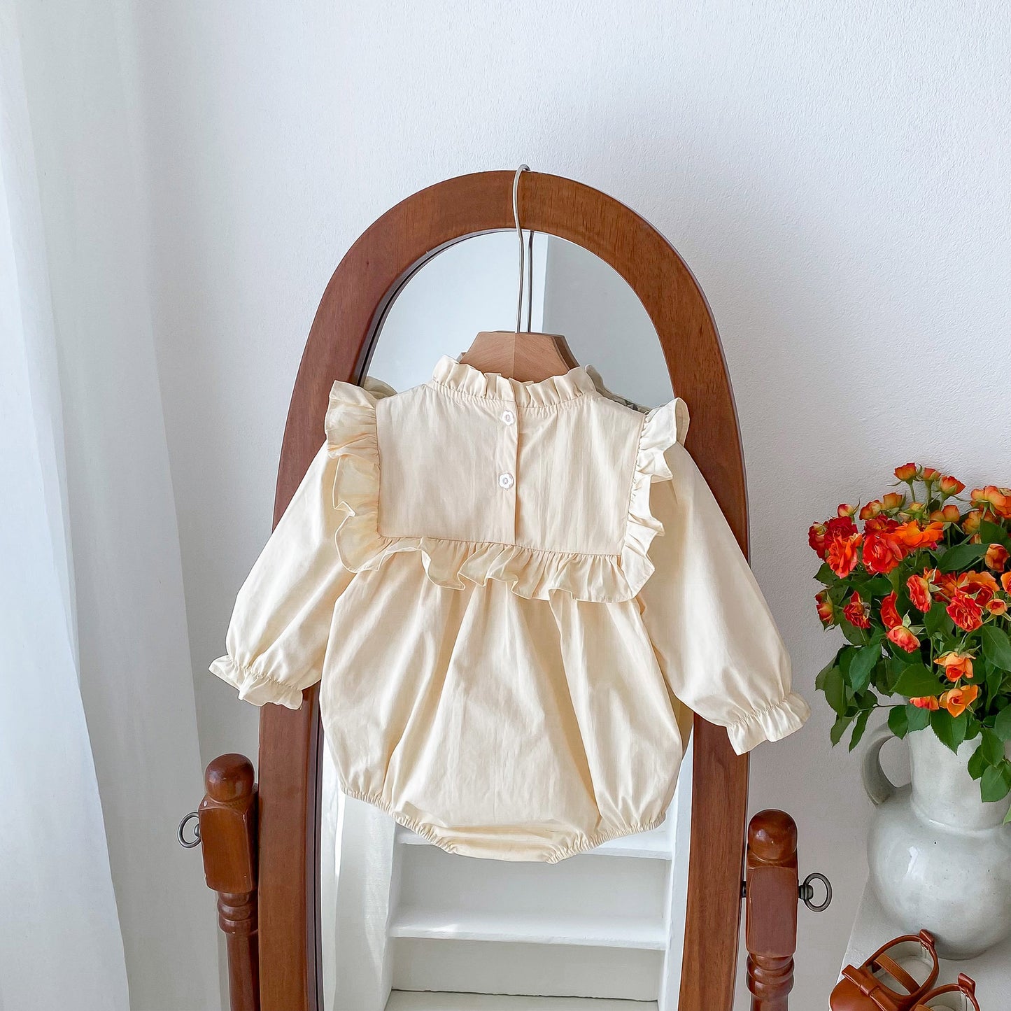 Infant Baby Girls Floral Embroidery Long Sleeve One Piece, MyKids-USA®, Baby One-Pieces, MyKids-USA - - - - - - -