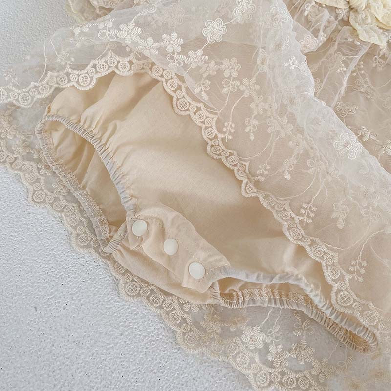 Baby Girl Mesh Patched Design Suqare Neck Onesies Dress & Dress, MyKids-USA®, Baby & Toddler Dresses, MyKids-USA - - - - - - -