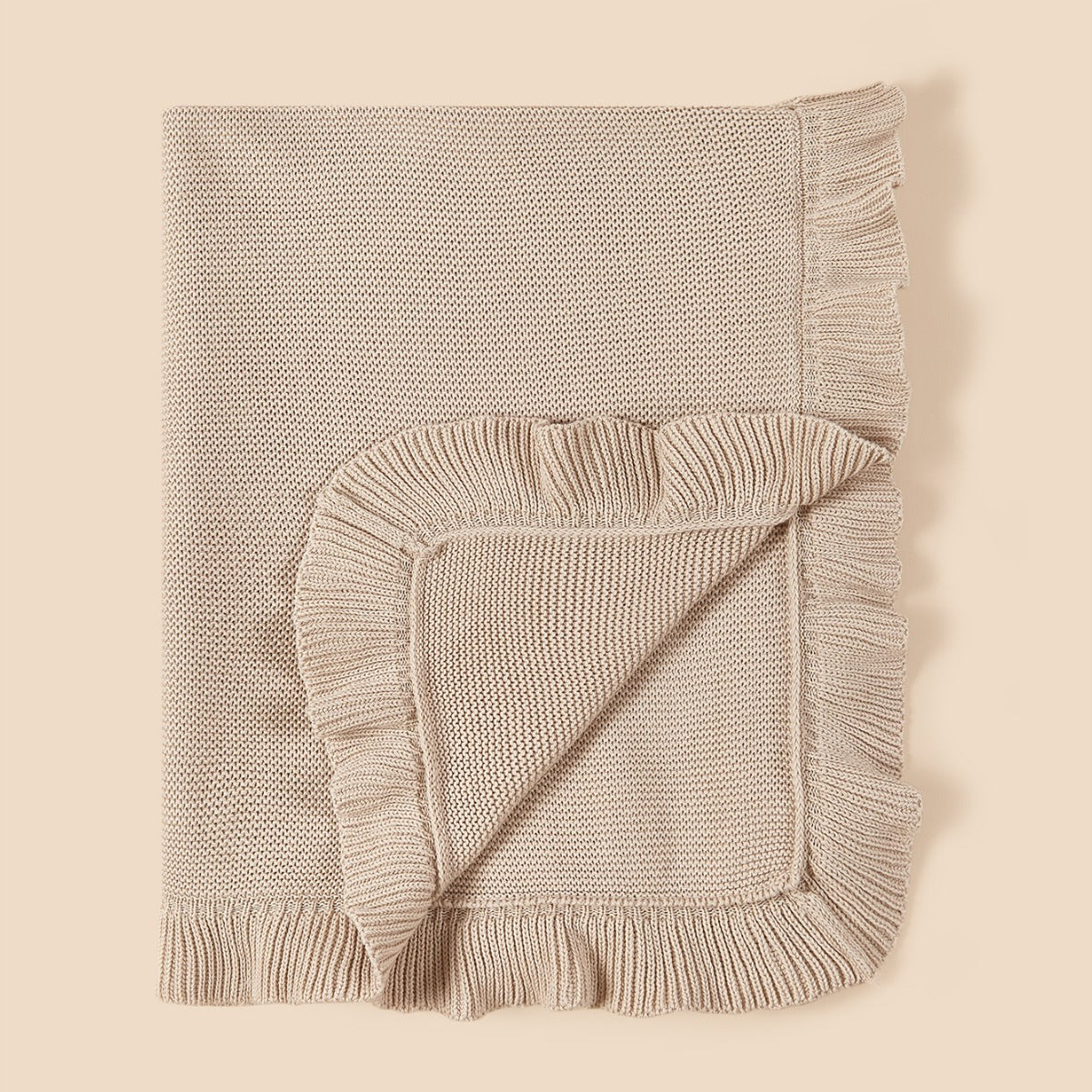 Arrival Knitted Baby Blanket With Ruffle Trim Design: Solid Color Pure Cotton Collection For All Seasons, MyKids-USA®, Blanket, MyKids-USA - - - - - - -