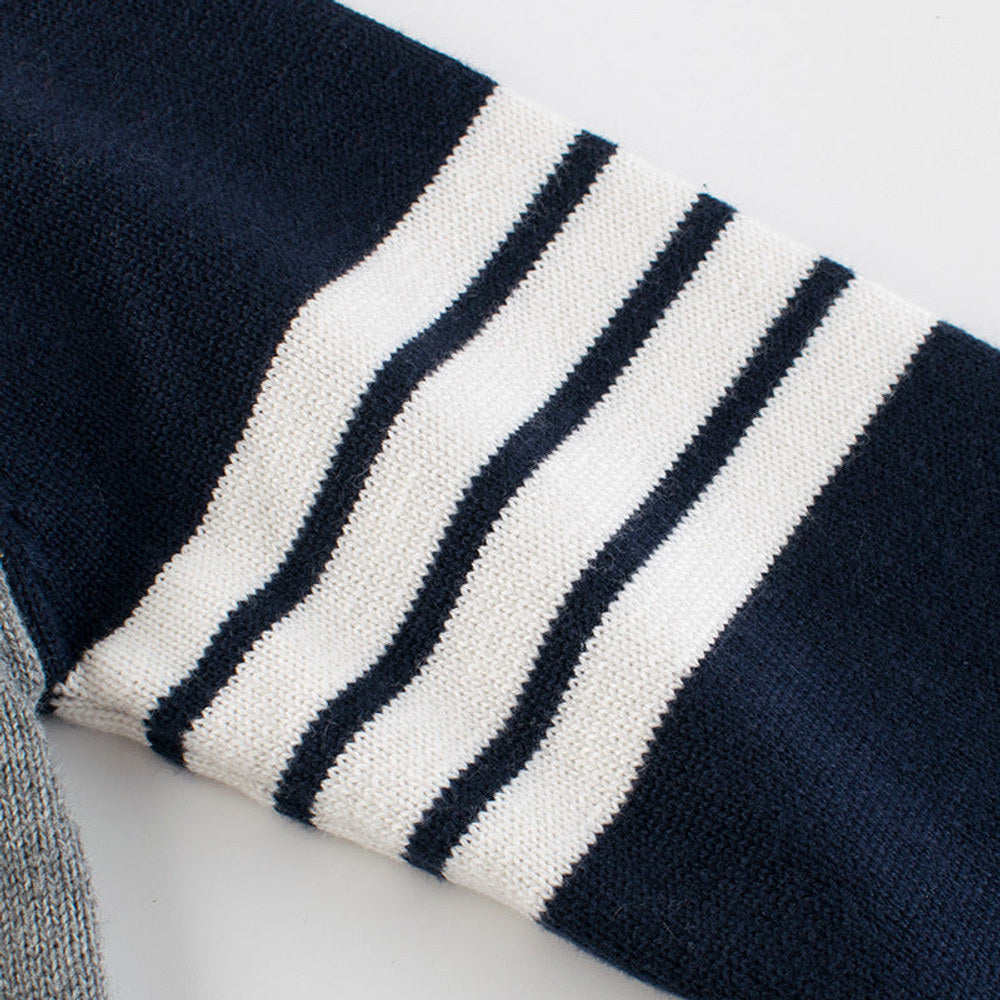 MyKids-USA® Baby Boy Contrast Design Side Striped Pattern Knitted Western Style Sweater