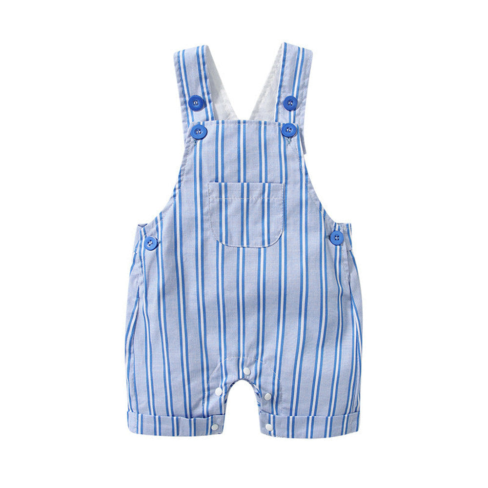 MyKids-USA® Baby Boy Lapel Solid Bodysuit Combo Striped Graphic Crotch Overall Sets