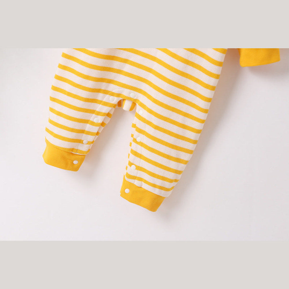 MyKids-USA® Baby Cartoon Bear & Striped Pattern Crotch Jumpsuit Romper
