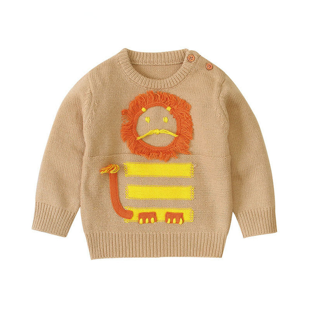 MyKids-USA® Baby Cartton Lion Emroidered Pattern Pullover Sweater