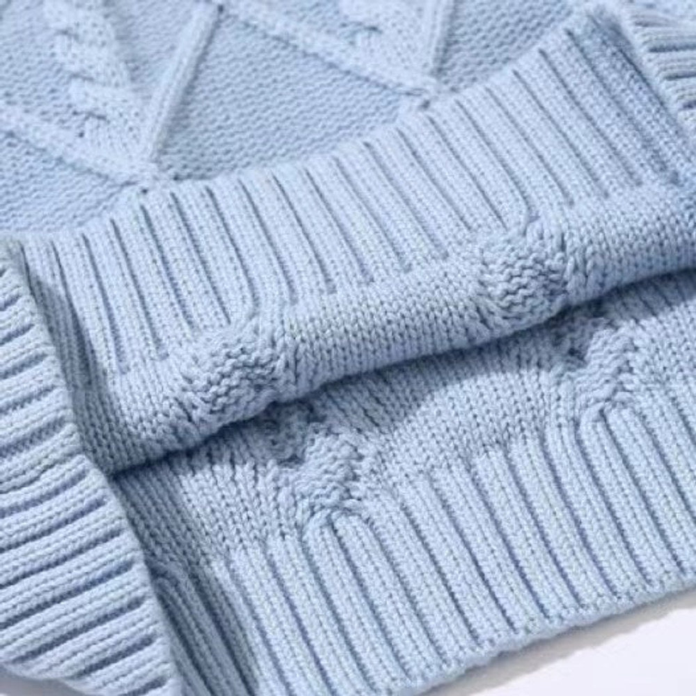 MyKids-USA® Baby Crochet Knitting Pattern Striped V-Neck Design College Style Sleeveless Vest Sweater
