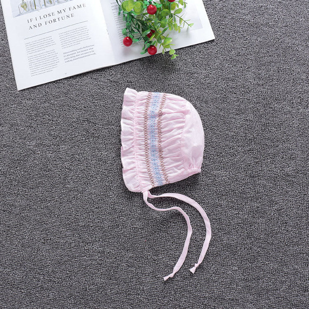 MyKids-USA® Baby Girl Embroidery Pattern Ruffle Collar Design Bubble Short-Sleeved bodysuit With Hat