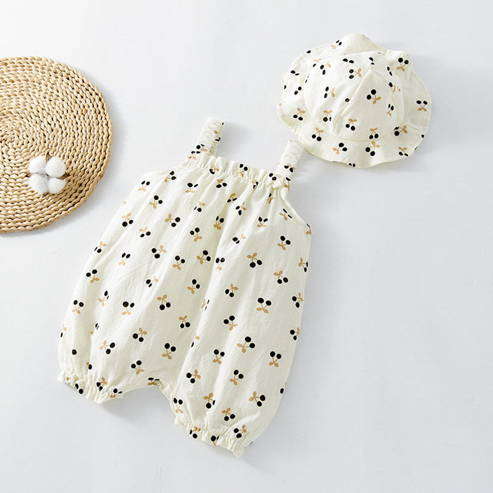 MyKids-USA® Baby Printed Pattern Sleeveless Rompers With Hat In Summer