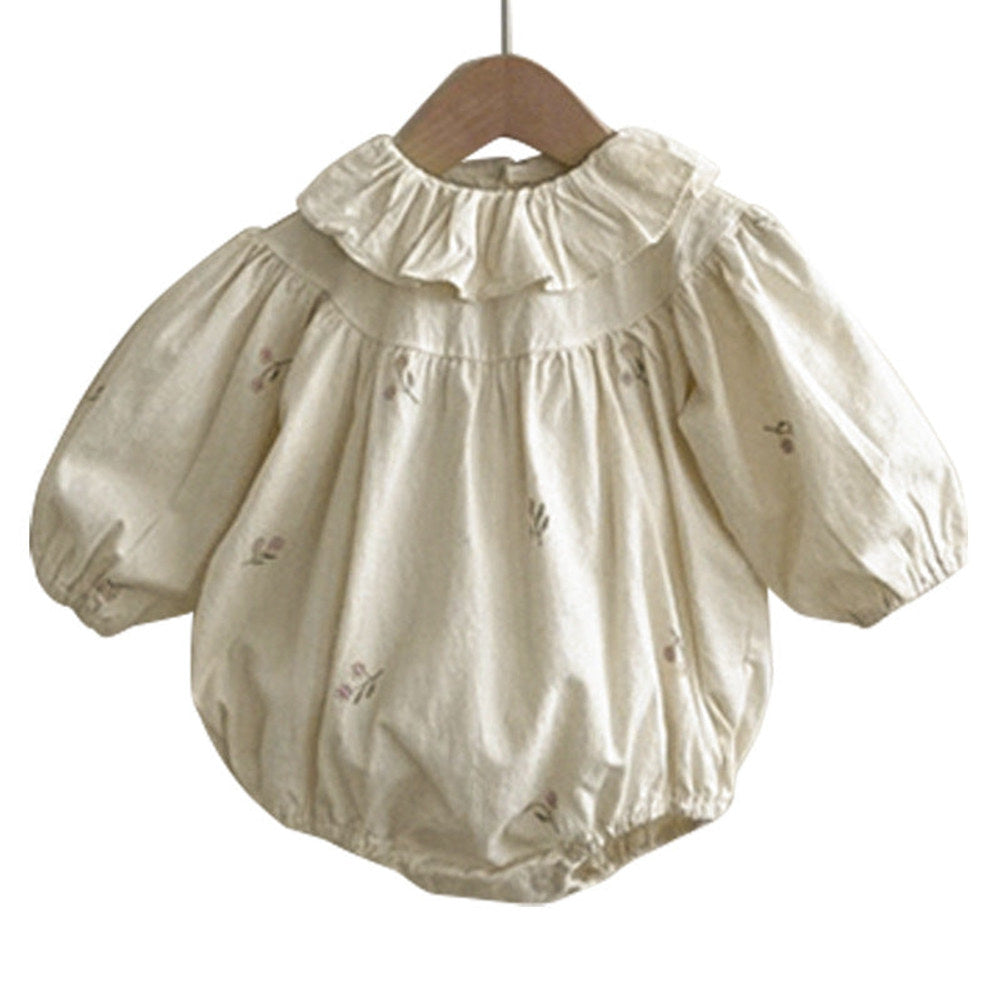 MyKids-USA® Baby Flower Embroidered Pattern Ruffle Lapel Design Quality bodysuit & Shirt