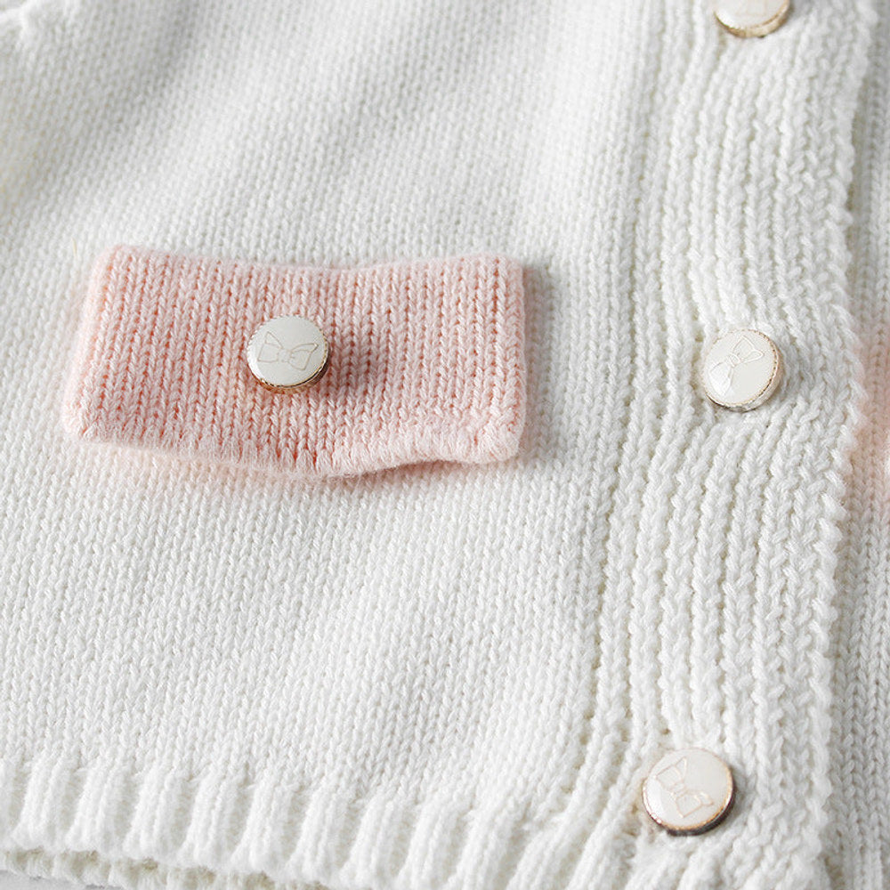 MyKids-USA® Baby Girl Contrast Longsleeve Knit Bodysuit & Cardigan One Pieces Sets