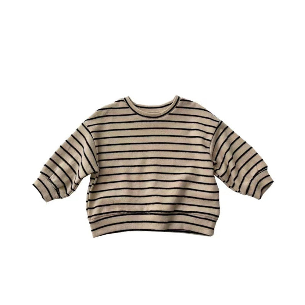 MyKids-USA® Baby Striped Pattern Puff Sleeve Style Hoodie In Autumn