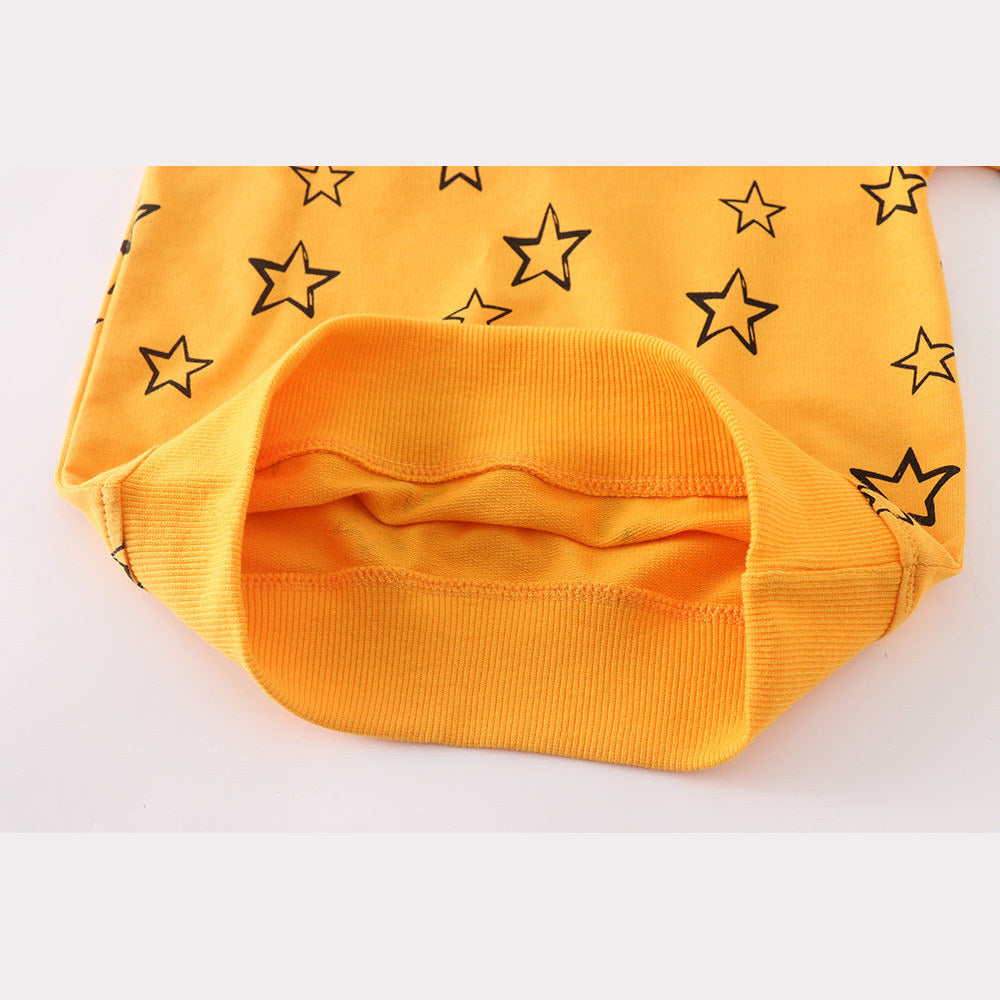 MyKids-USA® Baby Boy Solid Yellow Star Graphic Cotton Hoodie