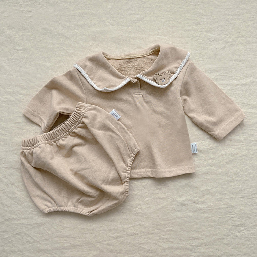 MyKids-USA® Baby Girl Bear Patched Pattern College Style bodysuit & Sets