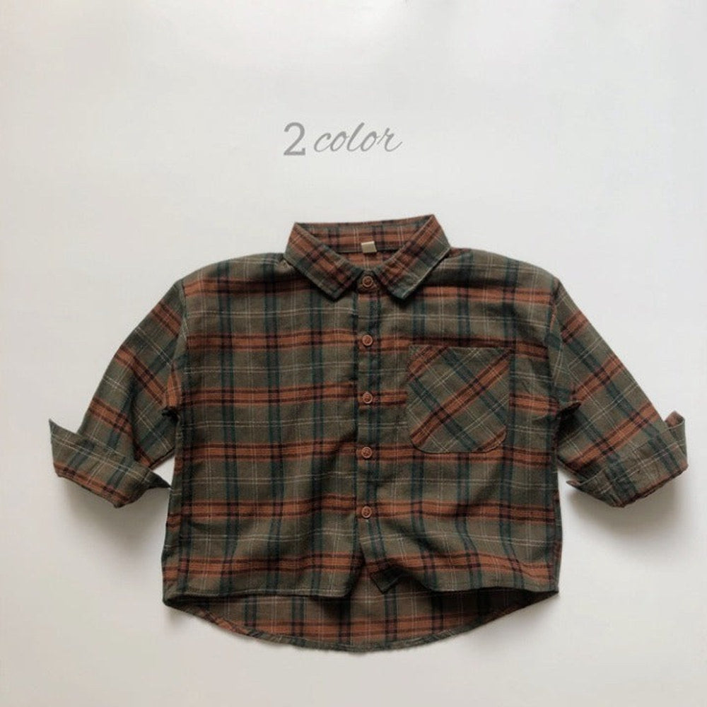 MyKids-USA® Baby Plaid Pattern Vintage Style Lapel Design Shirt