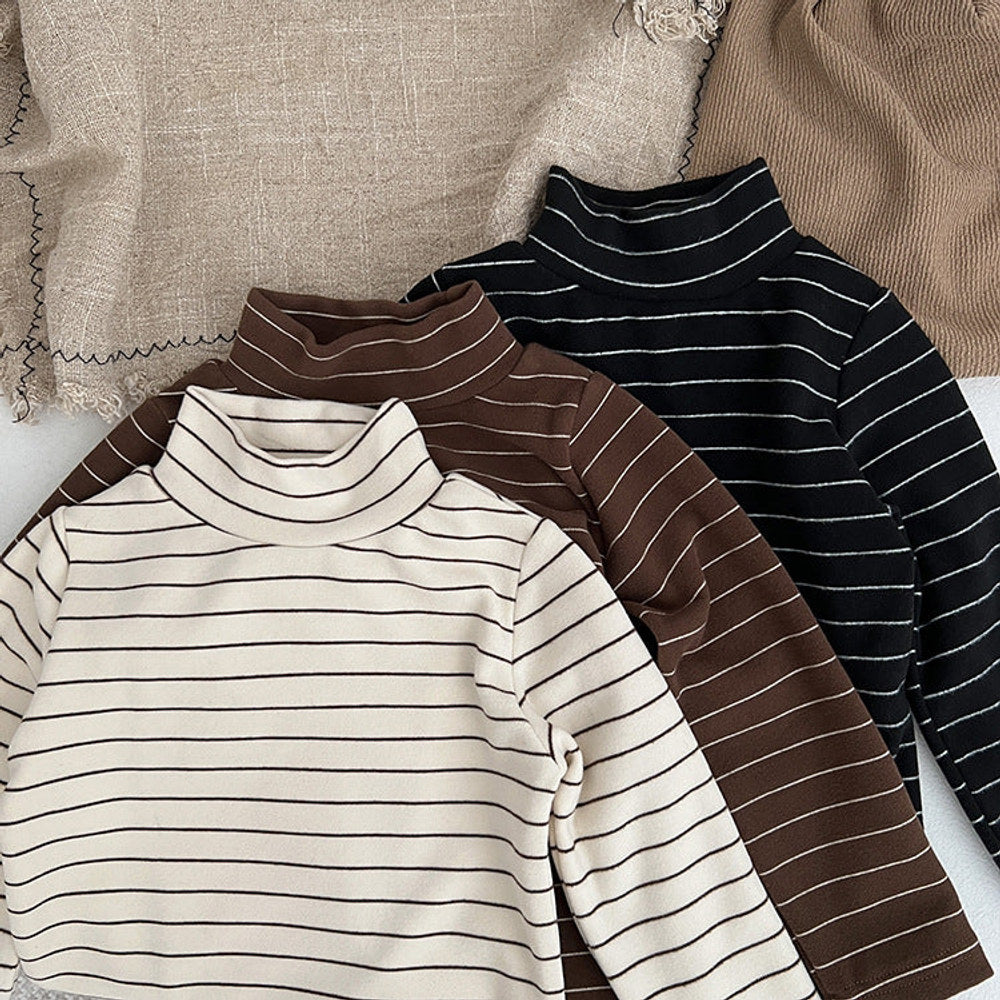 MyKids-USA® Baby Striped Pattern High Turtle Nack Soft Cotton Comfy Shirt